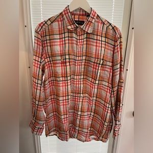 Orvis Summer Shirt 100% Linen Size M EUC Beautiful Summer Colors